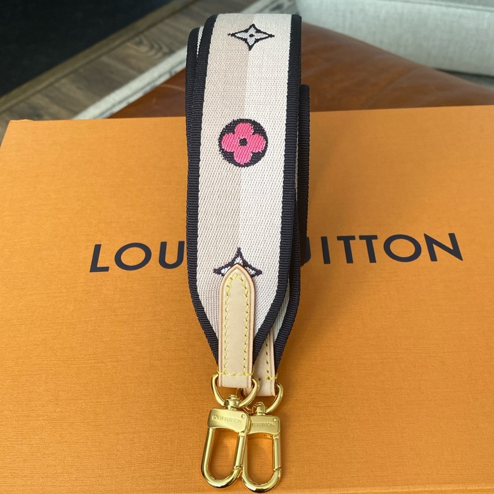 LV Jacquard Speedy Bandouliere 20 Shoulder Strap Black
